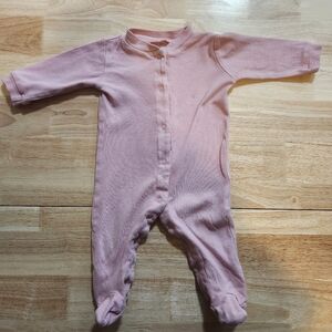 6-9 month Baby Girl's Light Pink Button-up Footsie Pj's